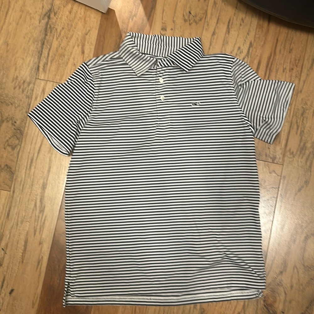 EUC VV polo navy white stripe